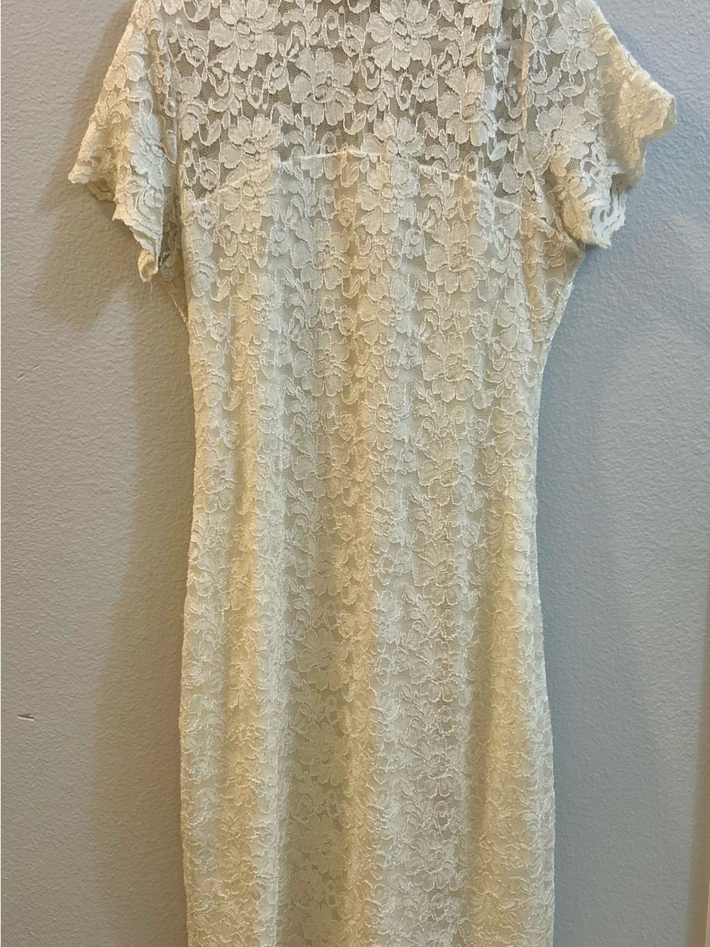 Ivory Lace Short-Sleeve Sheath Dress